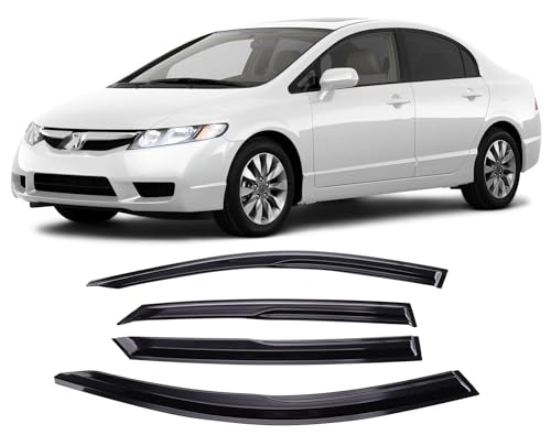 Tape-On Window Visors Deflectors Rain Guards 4 Piece Set ‎Compatible with 2006-2011 Honda Civic 94944 - size: 2006-2011 Honda Civic