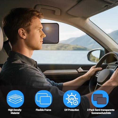 ZATOOTO Static Cling Car Window Shades (2 Pack, 9.84 * 7 in) Expandable Sun Shade Side Window Sun Blocker Car Windshield Sunshade｜Reinforced Frame｜Anti-Glare｜Static Cling｜ - size: 2 Pack (9.84 x 7 in)