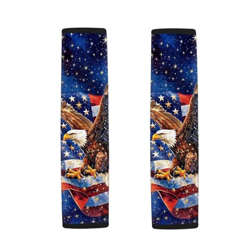 Eagle Flag Car Seat Belt Cover Shoulder Safety Strap Covers Pads 2 Piece Fashion Auto Interior Protect You Neck And Shoulder From The Seat Belt Rubbing - color: Eagle Flag-A