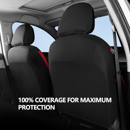 HChengkikz Car Seat Covers Full Set, Waterproof Neoprene Car Seat Covers, Airbag Compatible, Universal Automotive Seat Covers for Most Cars, SUVs, Trucks (Black + Red) - color: Black Red, size: Full Set