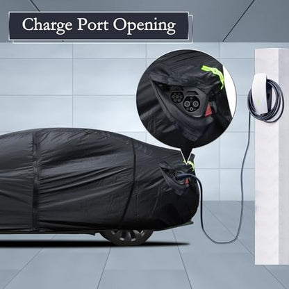 Migaven 6 Layers Car Cover Custom Fit for Model Y Car Cover 2020-2024 Waterproof Full Exterior Cover Rain Snow Protection with Charging Port Ventilated Mesh Door Zipper - size: 6layer for Model Y