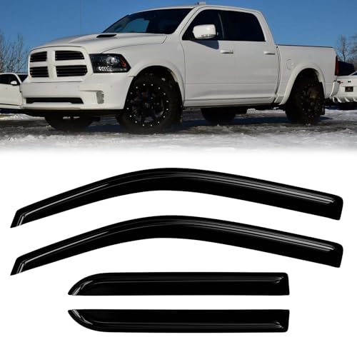 Window Rain Guards Compatible Crew Cab 09-18 Dodge Ram 1500 10-25 Dodge Ram 2500 3500 Mega Cab 4PC Window Visors Vent Shade Deflector - size: 09-18 Dodge Ram 1500 Crew Cab