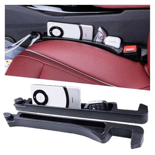 Car Seat Gap Filler Organizer 2 Pack, 3in1 Carseat Side Gap Plug with Filler, Organizer & Hook Functions, Gap Space Stopper Universal Fit Car SUV Truck Fill the Gap Between Seat & Console, Black - color: Black, 2PCS with Hook