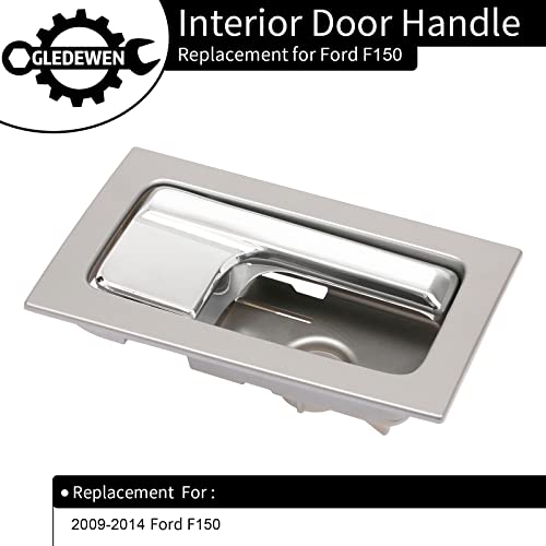 Gledewen Interior Door Handle, Compatible with 2009-2014 Ford F150, Front/Rear Inside Right Passenger Side | CL3Z-1522600-GA 9L3Z-1522600-CB 90825 | Chrome Lever Gray Housing Inner Handle - color: Chrome Inner Right