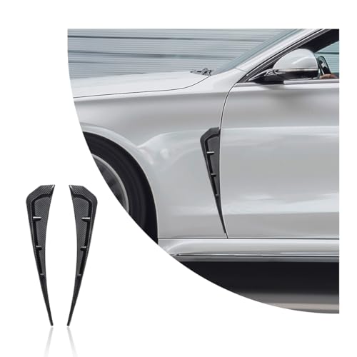 POVTII 2PCS Car Fender Side Vents, Carbon Fiber Spoiler Body Decoration, Auto Exterior Accessories Air Inlet Grille Trim Cover, Black Carbon Fiber - size: Black Carbon Fiber