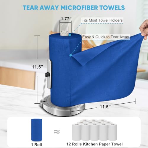 AIDEA Microfiber Cleaning Cloth Roll, 75PK, Reusable Paper Towels Tear Away Cloth, Microfiber Towels Washable Shop Rags, Lint Free Cleaning Rags for House, Kitchen, Window, 11.5"×11.5", Dark Blue - color: Dark Blue