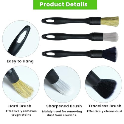 11 Pcs Car Interior Detailing Brush Set, Car Interior Soft Cleaning Brush for Interior Automotive Air Vent, Dashboard, Leather, Wheel, Air-Conditioning Outlet Cleaning