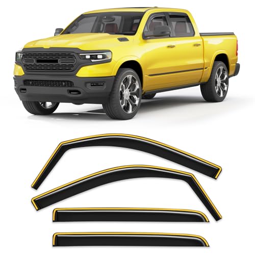 in-Channel Window Rain Guard for Dodge RAM 1500 (New Body Style Includes TRX) 2019-2026 Crew Cab Rain Guards Side Truck Window Visors Low Profile Vent Visor Window Deflectors Vent Shades - size: 2019-2026 Dodge RAM 1500 Crew Cab