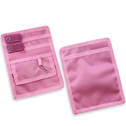 ASA TECHMED Nurse Pocket Organizer, Nylon 5 Pocket Nurse Scrub Organizer, 6 Inch x 5 inch, Pink - color: Pink