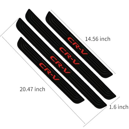 4pcs/Set Car Door Sill Plate Protectors - Black Soft Rubber Front/Rear Door Sill Scuff Plate Guard, Door Pedal Protector Stickers fit for Honda CRV (red)