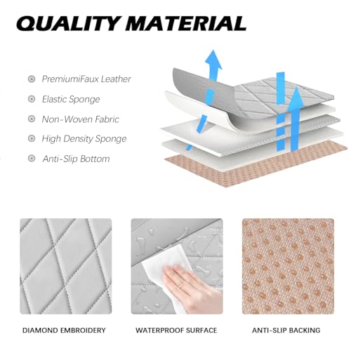 Rear Bottom Seat Cover for Cars, 1-Pack Luxury Faux Leather Back Bench Car Bottom Seat Cover Auto Seat Cushion, Anti-Slip, Waterproof, Universal Fit, Light Gray - color: Rear Seat - Light Gray