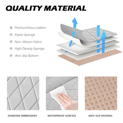 Rear Bottom Seat Cover for Cars, 1-Pack Luxury Faux Leather Back Bench Car Bottom Seat Cover Auto Seat Cushion, Anti-Slip, Waterproof, Universal Fit, Light Gray - color: Rear Seat - Light Gray