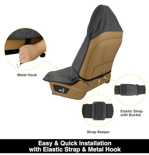 VSHIELD Waterproof Towel Car Seat Cover, Sweatproof Non-Slip Seat Protector, Universal Fit for Front Bucket or Rear Bench Seat of Cars, SUVs, Vans, Trucks, Compatible with Airbags and Armrests - color: Gray