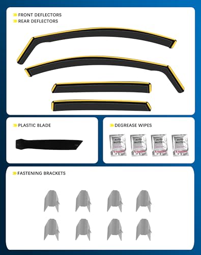 Shatterproof in-Channel Rain Guards for Ford Escape 2020-2026, Clip-on Window Deflectors Vent Window Visors Rain Sun Wind Guards Shade Deflectors, 4 pcs - size: For Escape 2020-2026
