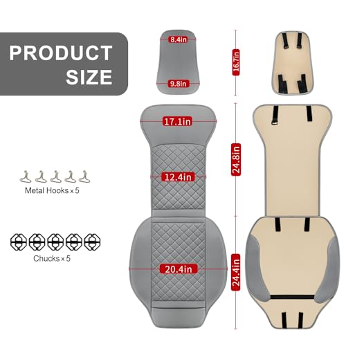 BEITK 2 Pack Leather Front Seat Covers, Universal Sideless Car Seat Protectors, Waterproof Automotive Seat Cover for Most Cars Trucks SUV(Gray) - color: only front pair gray