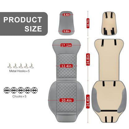 BEITK 2 Pack Leather Front Seat Covers, Universal Sideless Car Seat Protectors, Waterproof Automotive Seat Cover for Most Cars Trucks SUV(Gray) - color: only front pair gray