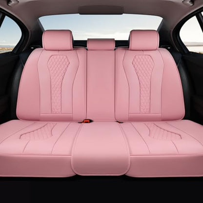 Coverado Car Seat Covers, Back Car Seat Cover, 3-Pieces Leather Seat Cover, Luxury Car Seat Cushion, Luxury Seat Cover Seat Protector Universal Most Cars Trucks SUV - color: Pink