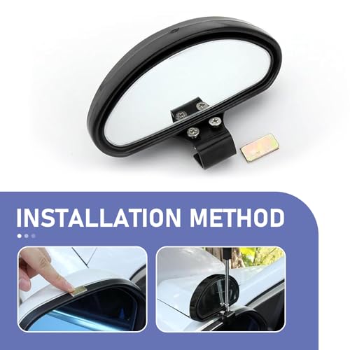 2 PCS Car Blind Spot Mirror, Ajustable Car Reversing Auxiliary Mirror with Screw Fixation, Broaden View Field Clear Imaging Rearview, Universal Wide Angle Exterior Accessories (Black)
