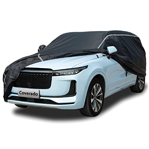 Car Cover Waterproof All Weather, Coverado Soft Cotton Lined Hail Protector Car Cover with Zipper Door, Outdoor Sun UV Rain Snow Protection Car Covers for Automobiles Universal Fit SUV (170"-190") - color: Black (with cotton lining), size: Yl: Fit 170-190