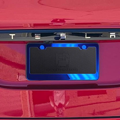 T304 Stainless Steel License Plate Frame – 8K Mirror Polish Finish, Rust-Resistant, Slim Design, Universal Fit, Includes Screw Caps, Washers & Stainless Steel Screws (Blue Chrome) - color: Blue Chrome