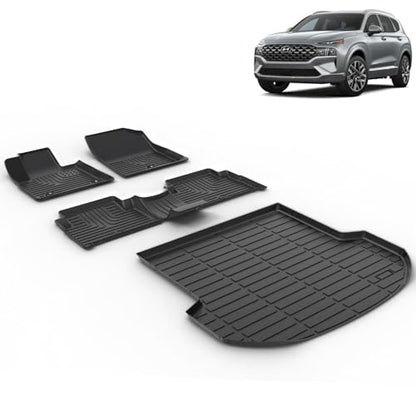 Floor Mats & Cargo Liner for 2021 2022 2023 Hyundai Santa Fe Hybrid/2022 2023 Hyundai Santa Fe Plug-in Hybrid(PHEV) Car Mats All Weather Santa Fe Hybrid Floor Mats Trunk Mat Accessories - style: 12)For Santa Fe Hybrid/PHEV 2021-2023 Full Set
