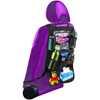 Trail maker 2 Pack Backseat Car Organizer, Kick Mats Back Seat Protector with Touch Screen Tablet Holder, Back Seat Organizer for Kids, Travel Accessories with 9 Storage Pockets