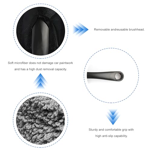 Car Dash Duster Brush, Soft Microfiber Multi-Functional Auto Dash Dust Cleaning Brush, Scratch Free Dusting Tool for Cleaning Vehicle Home Kitchen Computer, Car Accessories (Gray) - color: Gray