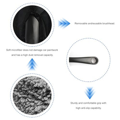 Car Dash Duster Brush, Soft Microfiber Multi-Functional Auto Dash Dust Cleaning Brush, Scratch Free Dusting Tool for Cleaning Vehicle Home Kitchen Computer, Car Accessories (Gray) - color: Gray