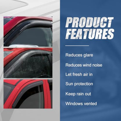 Auto Dynasty Rain Guards Tape-On Compatible with 2017-2020 Elantra 4pcs Window Visors Deflectors - size: 17-20 Elantra