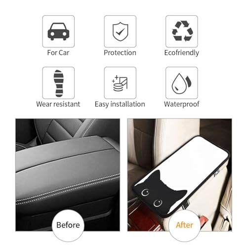 Funny Cat Auto Center Console Cover Universal Car Armrest Pad Waterproof Women Men Automotive Interior Accessories for Most Vehicle SUV - color: Funny Cat