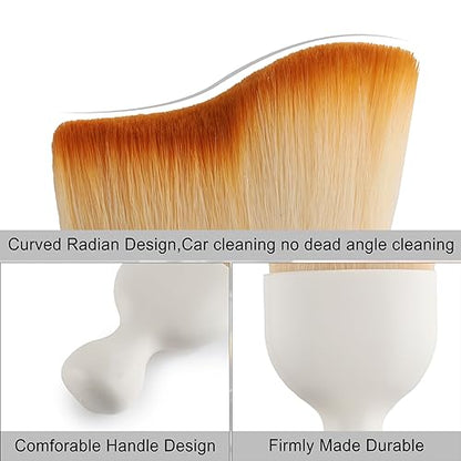 GaRhomxy Car Detailing Brushes, Car Interior Dust Sweeping Soft Brush, Soft Bristles Brush Cleaning Tool for Automotive Dashboard, Air Conditioner Vents, Computer, Scratch Free(White) - color: White