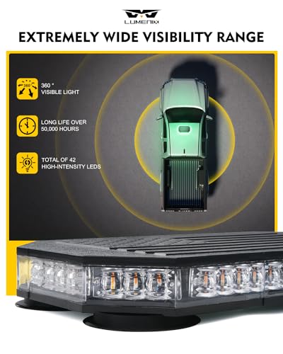 LUMENIX Green LED Rooftop Strobe Beacon Lights Magnetic Mount Emergency Flashing Safety Warning Caution Traffic Light Bar, for Law Enforcement POV Vehicles Towing Trucks Snowplow - Patented Design - color: Green