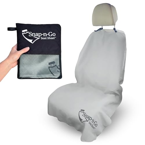 Car Seat Towel Cover After Gym Workout Yoga Pets: Snap-n-Go Seat Sheet™ Universal Fit with Headrest Post Straps, Quick-Dry Washable Sweat Protector for Car, Truck SUV Interior Protection (Light Gray) - color: Light Gray