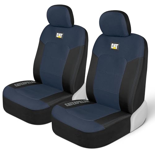 CAT Blue & Black Seat Covers for Cars, Trucks, & SUV - Set of (2) MeshFlex Car Seat Cover Front Seat Protectors - Airbag Compatible Seat Covers for SUV Interior Covers & Seat Cover Accessories - color: Front Seats Blue, style: Front Seats