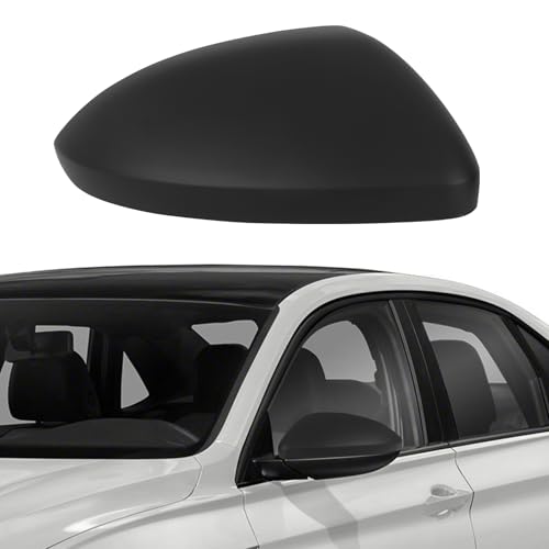 Left Driver Side Mirror Cover Cap Compatible with VW Jetta 2019 2020 2021 2022 2023 2024, 【Only for US Version Without Turn Signals】,Clip-on Rearview Door Mirror Housing Cap Trim, Matte - color: Matte Black, size: Left
