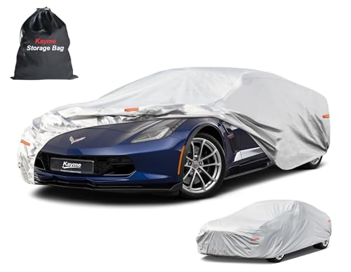 Kayme 6 Layers Car Cover Custom Fit for Chevrolet Corvette C4/C5/C7/C8 Coupe Convertible Targa (1980-2025) Waterproof All Weather for Automobiles, Outdoor Full Cover Rain Sun UV Protection.Silver - size: 15. Custom Fit Chevrolet Corvette