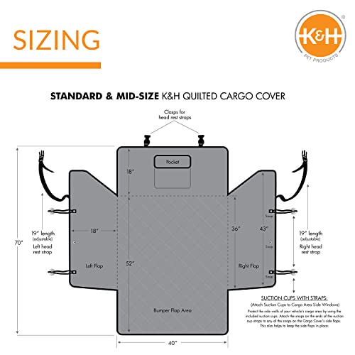 K&H Pet Products Quilted Cargo Cover Gray Standard/Mid-Size Vehicle 54 Inches - color: Gray, size: Standard/Mid-size Vehicle 54 Inches