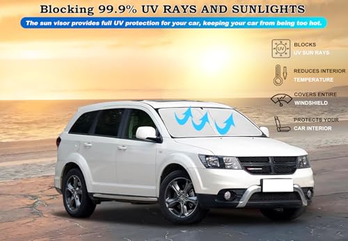 Windshield Sun Shade for Dodge Journey 2009-2020 Front Window Shade Sun Visor Protector Dodge Journey Accessories Foldable Sunshade 240T Reflective Polyester Blocks UV Rays Keep Your Car Cooler - size: for Dodge Journey 2009-2020