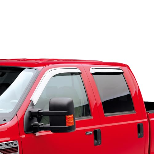 Chrome Side Window Visor Wind Vent Deflector fit for 2015-2022 Ford F150&2017-2022 Raptor & F250 to F550 Super Duty with SuperCab,4pcs Outside Mount Style Shade Sun Rain Guards Set 94974Y - size: 15-22 F150 Extended Cab(Chrome)
