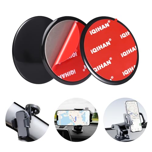 Dashboard Pad Mounting Disk for Suction Cup Mount, 2pcs Adhesive Disc for Car Phone Holder Base, Large Sticky Plastic Dsk Replacement for Garmin GPS, Sat Nav, Tablet, Cellphone Bracket - 95mm (3.74") - size: 95mm / 3.74"