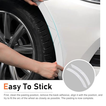 2 PCS Car Wheel Eyebrow Strips, Thickened Anti Collision Arch Lip Trim Strips, Self Adhesive Car Wheel Eyebrow Protector, Universal for Most Vehicles (White) - color: White