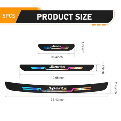 5 PCS Car Door Sill Protector, Anti-Scratch Rear Trunk Bumper Strip, Laser Car Door Edge Guards, Waterproof Threshold Trim Stickers, Universal for Cars Trucks SUVs (Black)