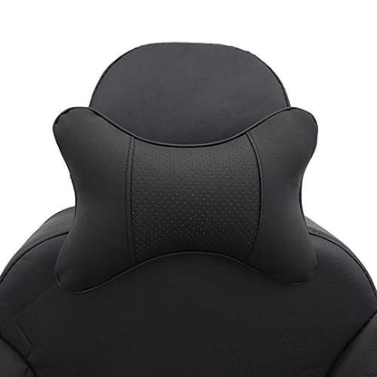 Car Neck Pillows 2pcs Pack Car Headrest Pillow Pu Leather Car Cervical Pillows for Traveling Car Pillows Filled by Fiber (Black) - color: Black