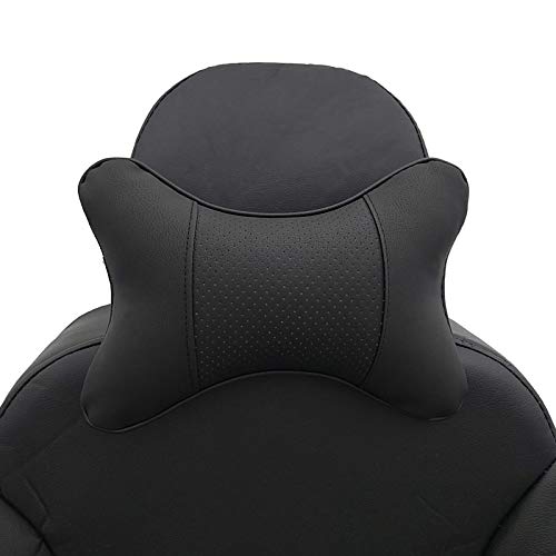 Car Neck Pillows 2pcs Pack Car Headrest Pillow Pu Leather Car Cervical Pillows for Traveling Car Pillows Filled by Fiber (Black) - color: Black