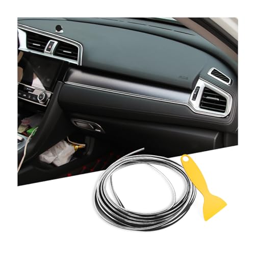 Osilly Car Interior Moulding Trim Strips, 33Ft/10M Universal Electroplating Decoration Filler Insert Strips, Styling Dashboard DIY Flexible Strip, Garnish Accessory with Installing Tool (Silver) - color: Silver, size: 33Ft