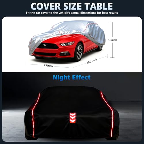 Car Cover Waterproof All Weather for Ford Mustang 1994-2025,All-Around Fastening and 4 Upgrades, 30s Quick-Install for Car Cover - size: 3（for Mustang）