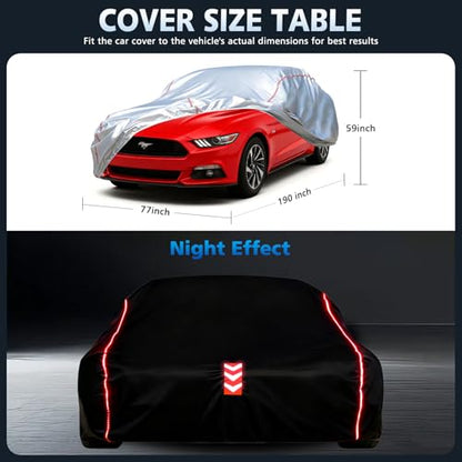 Car Cover Waterproof All Weather for Ford Mustang 1994-2025,All-Around Fastening and 4 Upgrades, 30s Quick-Install for Car Cover - size: 3（for Mustang）