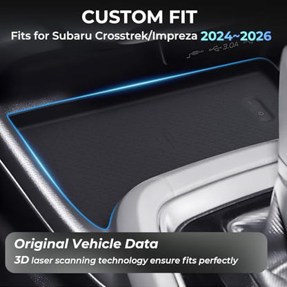 Wireless Charging Protective Mat for Subaru Crosstrek/Impreza 2026 2025 2024, Center Console Interior Accessories Silicone Anti-Slip Wireless Charger Cover Pad for 2024-2026 Crosstrek/Impreza - style: Fits for Subaru Crosstrek/Impreza 2024-2026