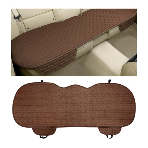 KVAEY Linen Back Car Seat Cover, Anti-Slip Long Bottom Rear Seat Cover Protector with Storage Pockets, Breathable Linen Rear Bench Seat Protector Cushion Pad for Most Vehicles (Coffee, Back) - color: Coffee, size: Back