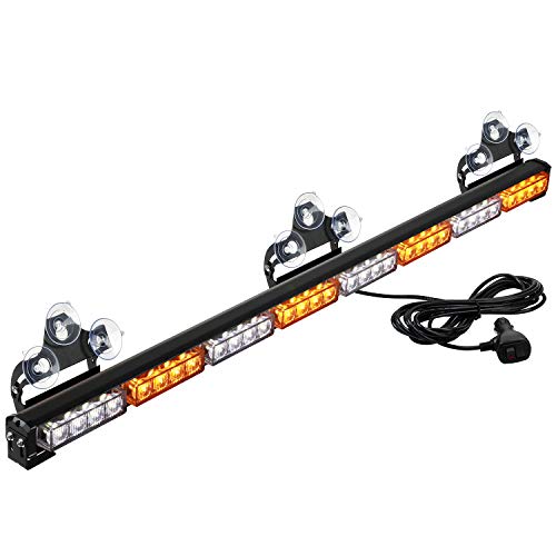 ASPL 36" 32LED Traffic Advisor Light Bar Warning Emergency Strobe Light Bar Directional Flashing Emergency Caution Lighting Led Safety Lights with 16 ft Straight Cord (Amber/White) - color: Amber/White